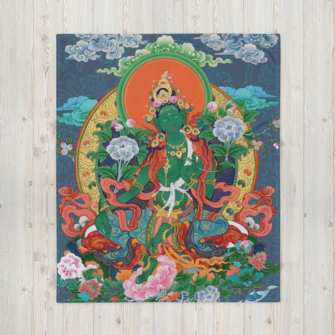 Green Tara Thangka Blanket